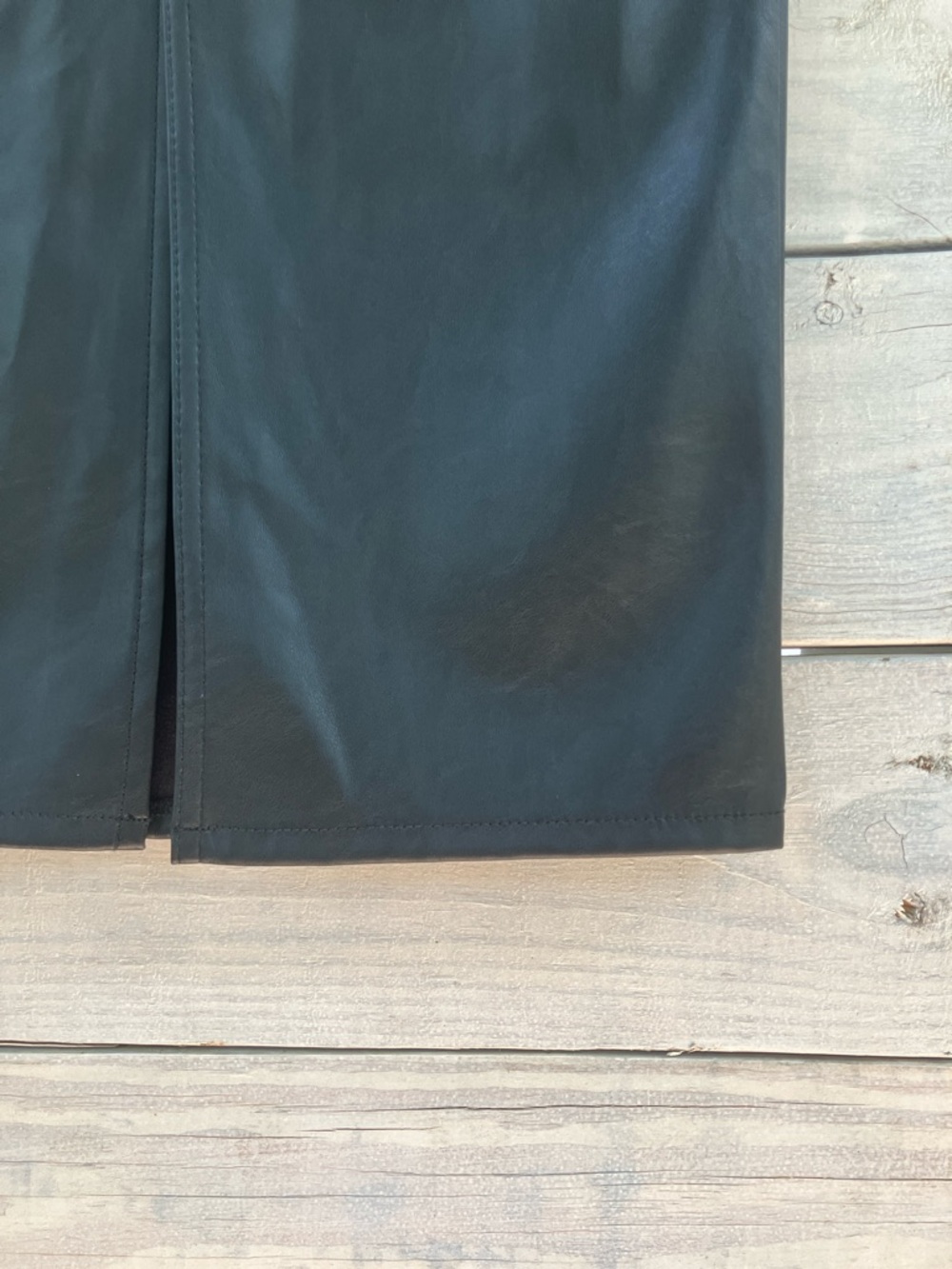 Universal Thread Black Knee-Length Faux Leather Pencil Skirt Fair Trade - Picture 4 of 5